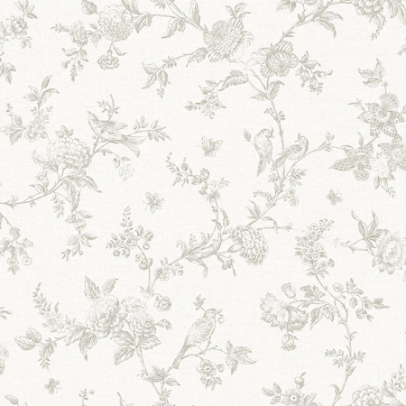 Manhattan Comfort Grenoble Nightingale Taupe Floral Trail 33 ft L X 205 in W Wallpaper BR4072-70063